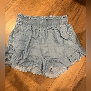 Women's Light Blue Ruffled Shorts